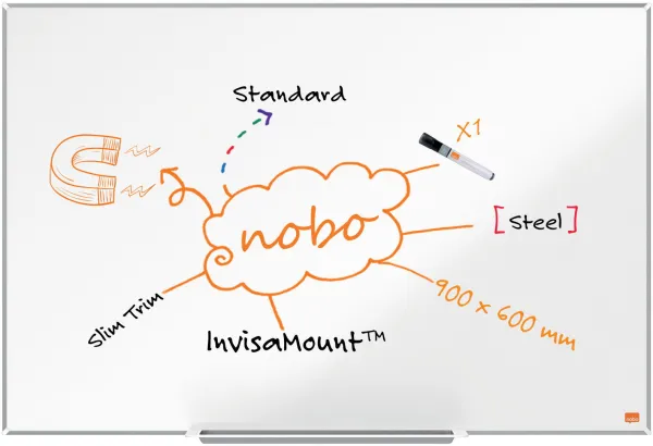 Nobo Impression Pro stål whiteboard 90x60cm hvid